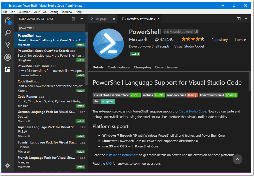 PowerShell-VSCode-extension