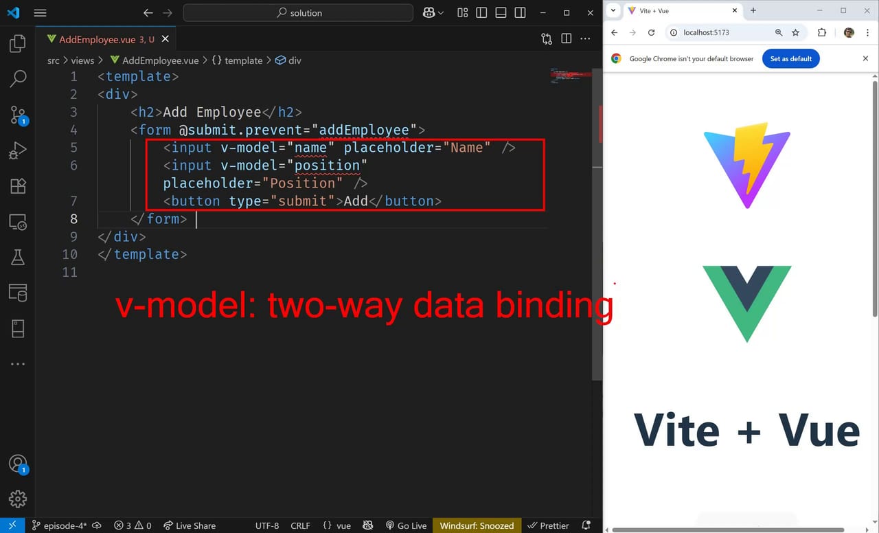 Build a Full CRUD App with Vue 4 - نمونه ای از بخش قسمت 4 در آموزش ساخت اپلیکیشن CRUD با Vue