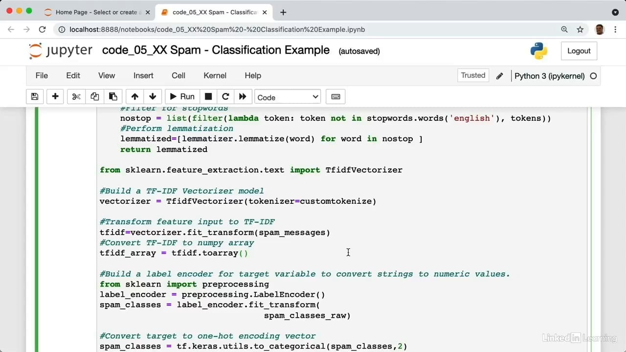 Creating text representations - نمونه ای از بخش 5. Deep Learning Example 2 در آموزش شروع به کار با یادگیری عمیق (Deep Learning)