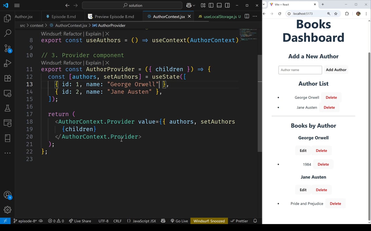 React Context API 8 - نمونه ای از بخش قسمت 8 در آموزش مدیریت داده در React با Context