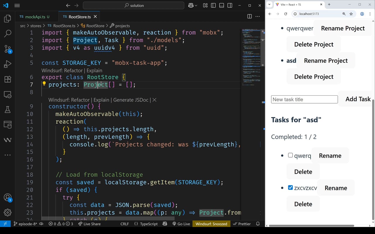 State Management with MobX in React 8 - نمونه ای از بخش قسمت 8 در آموزش مدیریت داده در React با MobX