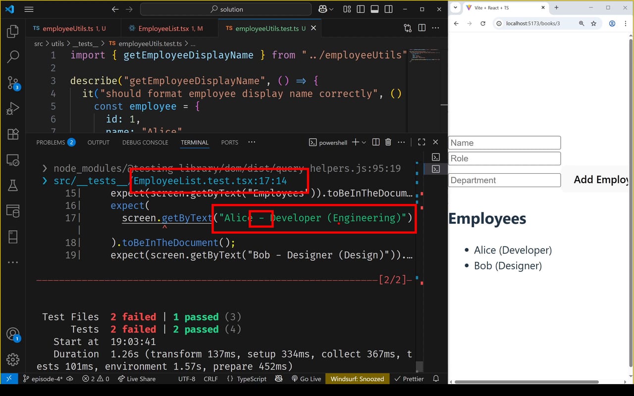Testing in React Applications 4 - نمونه ای از بخش قسمت 4 در آموزش نوشتن تست در اپلیکیشن های ری اکت React