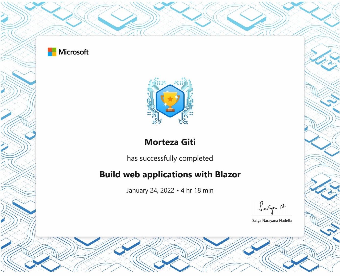 Build web applications with Blazor Certifiicate